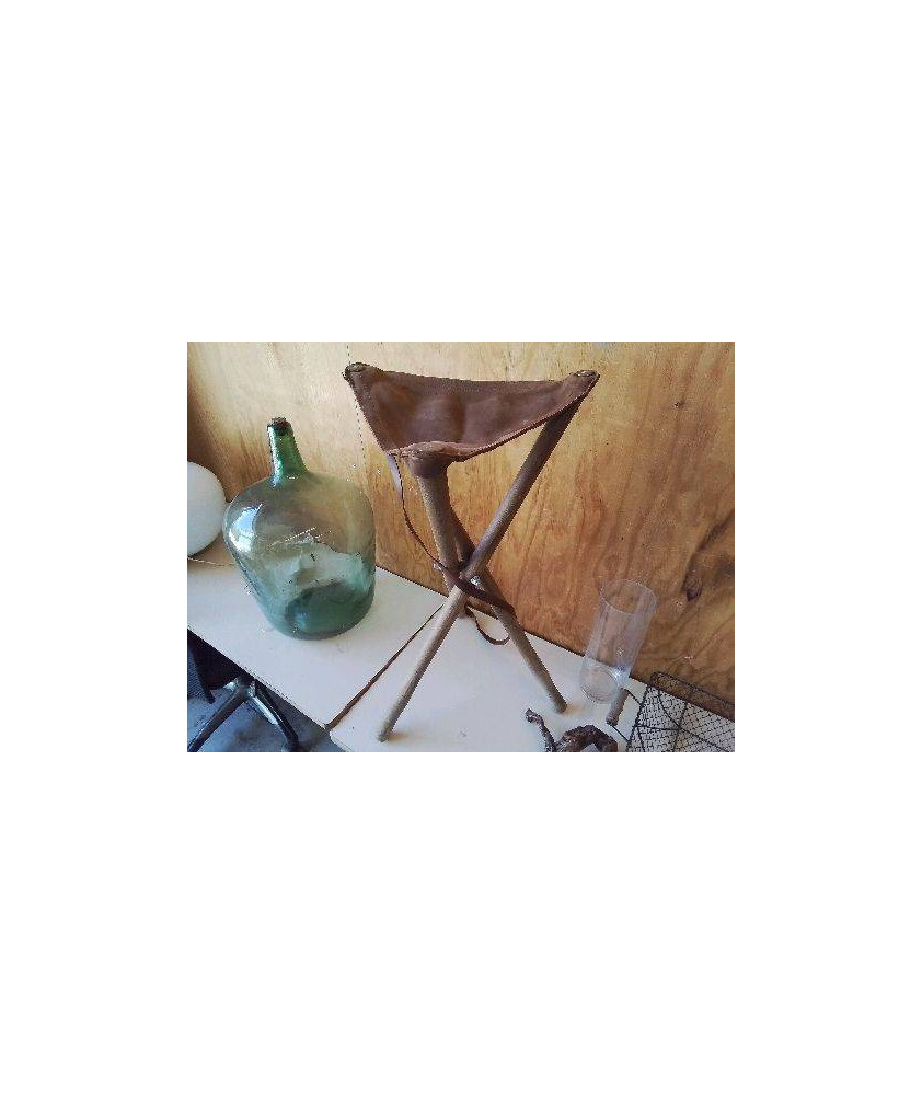 TABOURET BOIS ET CUIR 