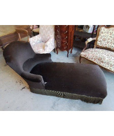 BANQUETTE MERIDIENNE NOIRE STYLE NAPOLEON III