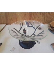 COUPE EN VERRE SCULPTURE METALIQUE 