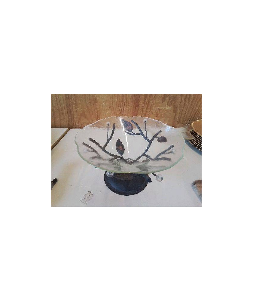 COUPE EN VERRE SCULPTURE METALIQUE 