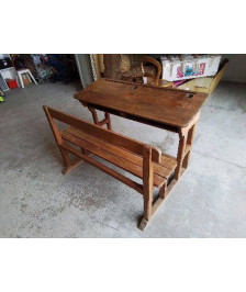 BANC D\'ECOLIER 2 PLACES EN BOIS