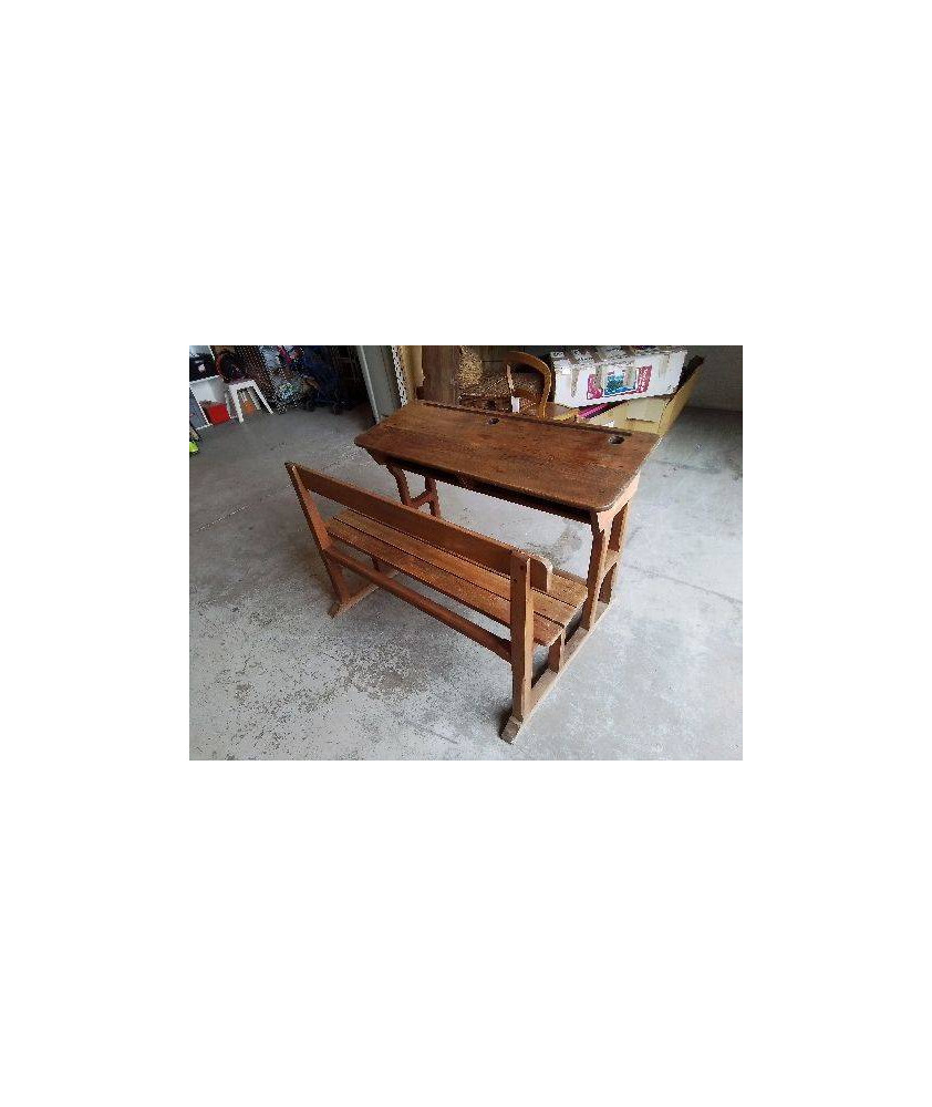 BANC D\'ECOLIER 2 PLACES EN BOIS