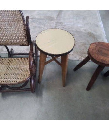 TABOURET BOIS DESSUS JAUNE 
