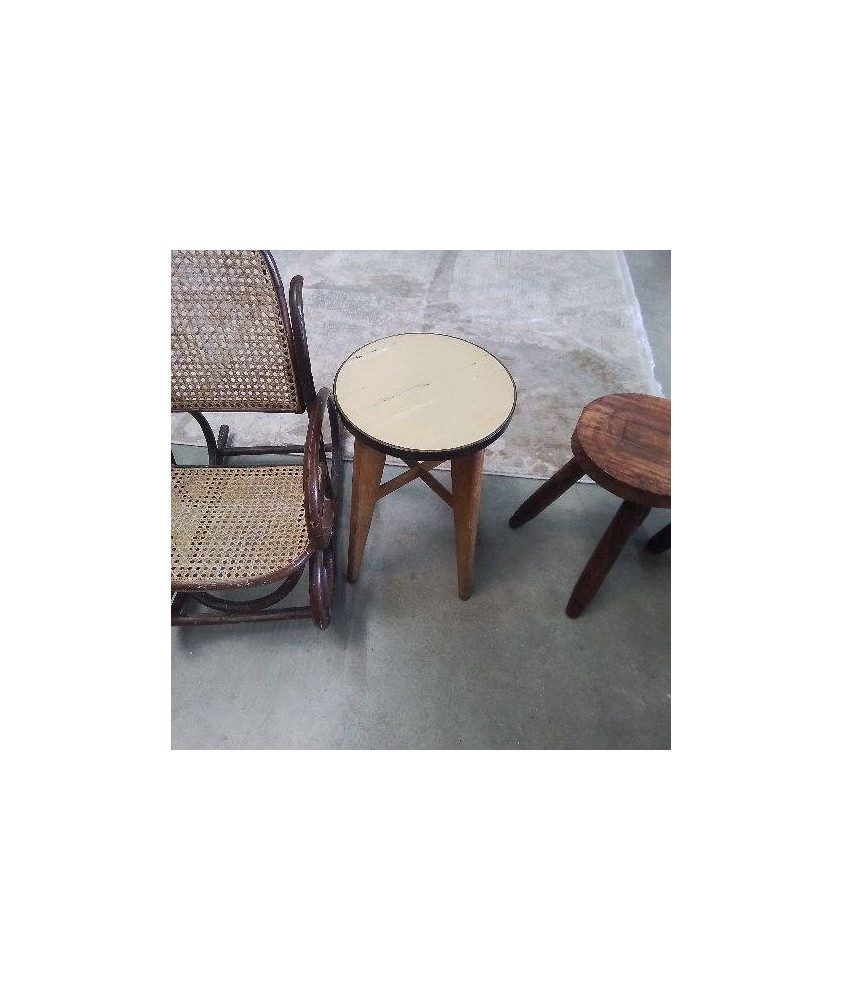 TABOURET BOIS DESSUS JAUNE 