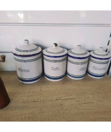 4 POTS A EPICES TOLE ÉMAILLÉE 
