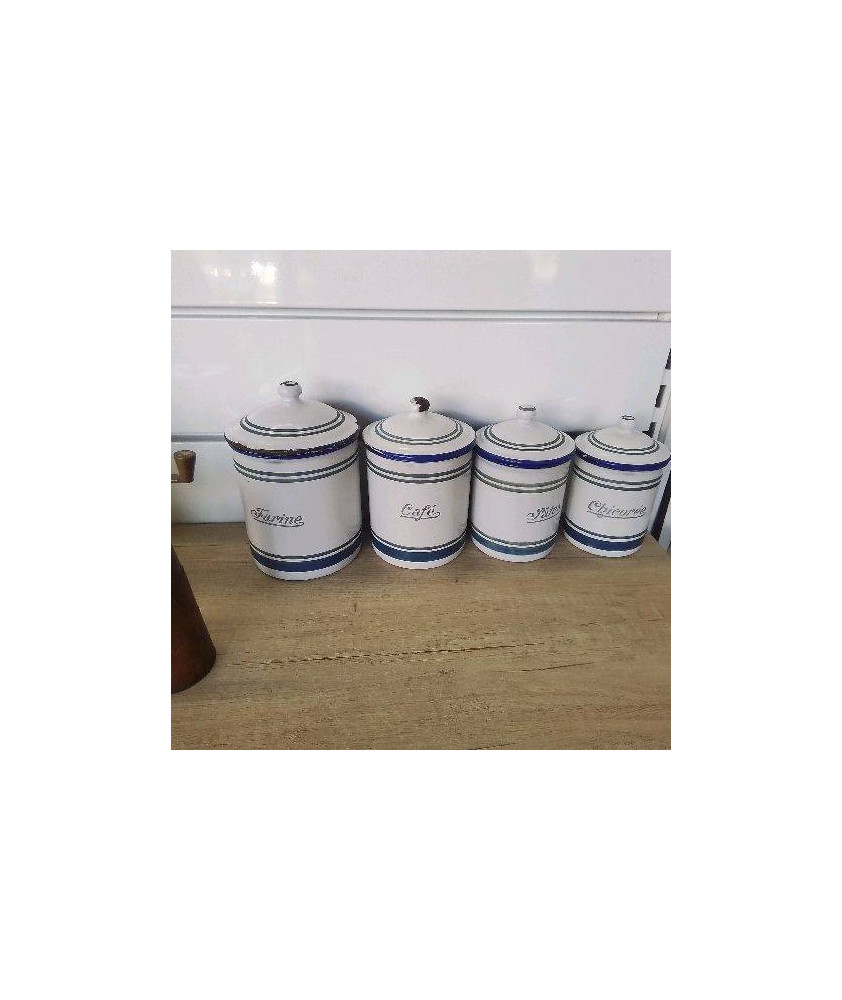 4 POTS A EPICES TOLE ÉMAILLÉE 