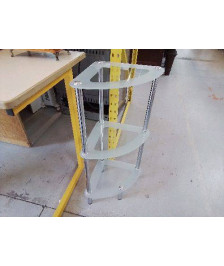 PETITE ÉTAGÈRE D’ANGLE VERRE ET CHROME 