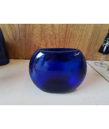 VASE EN VERRE BLEU 