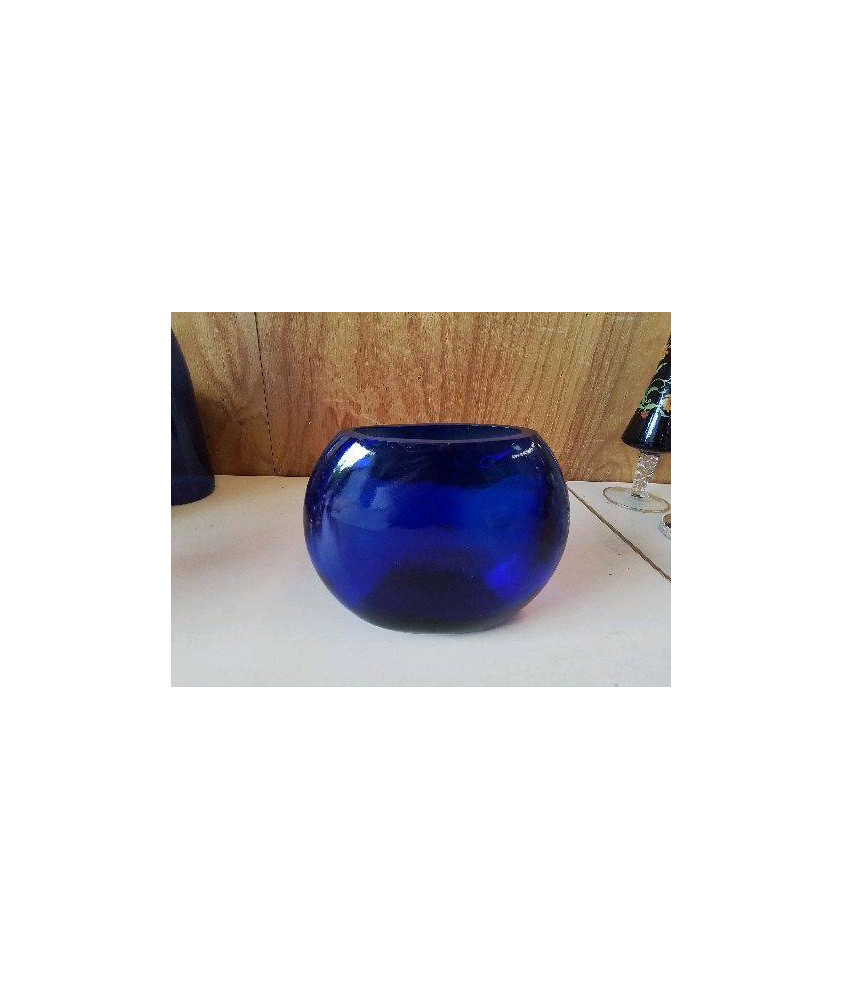 VASE EN VERRE BLEU 
