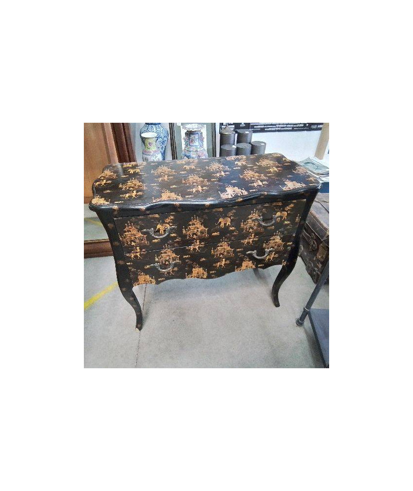 COMMODE SAUTEUSE 2 TIROIRS STYLE ASIATIQUE