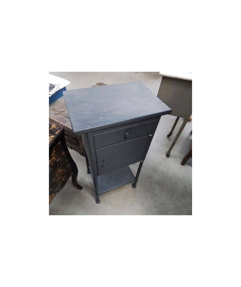 CHEVET METAL GRIS 1 PORTE 1 TIROIR