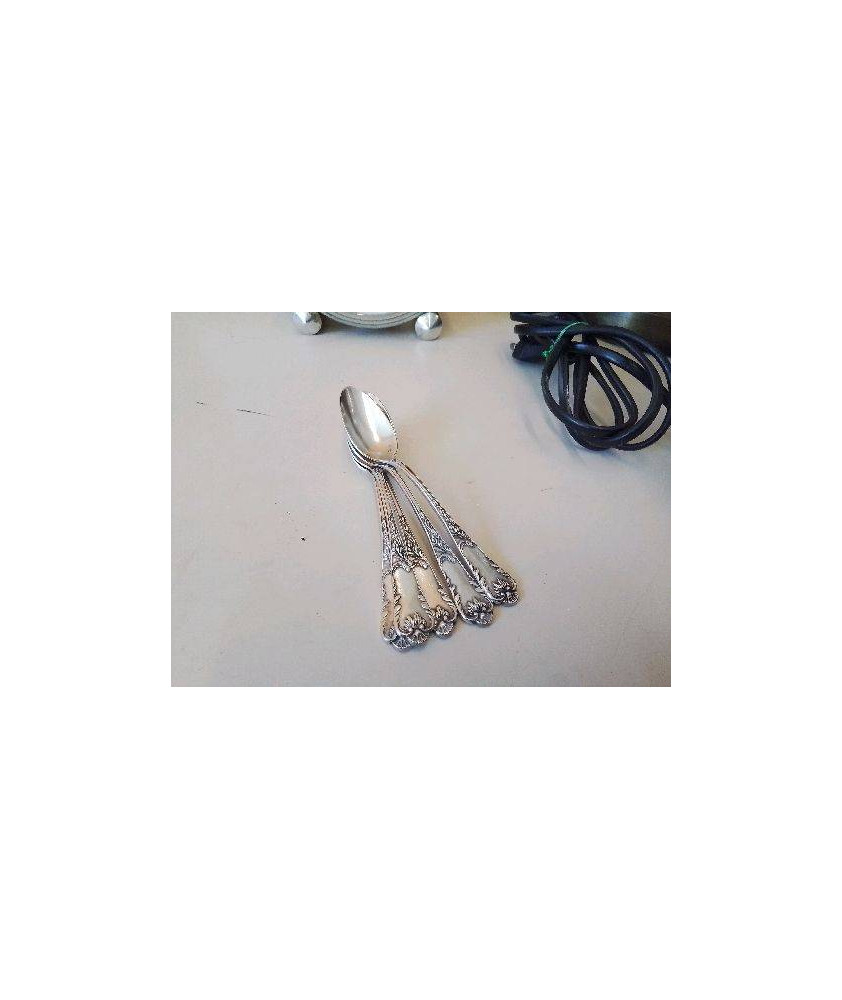 LOT DE 5 PETITES CUILLÈRES A CAFÉ EN MÉTAL ARGENTÉ 
