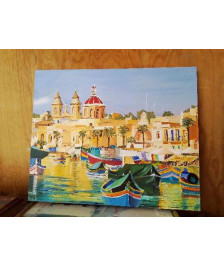  TABLEAU PORT DE MALTE HUILE 