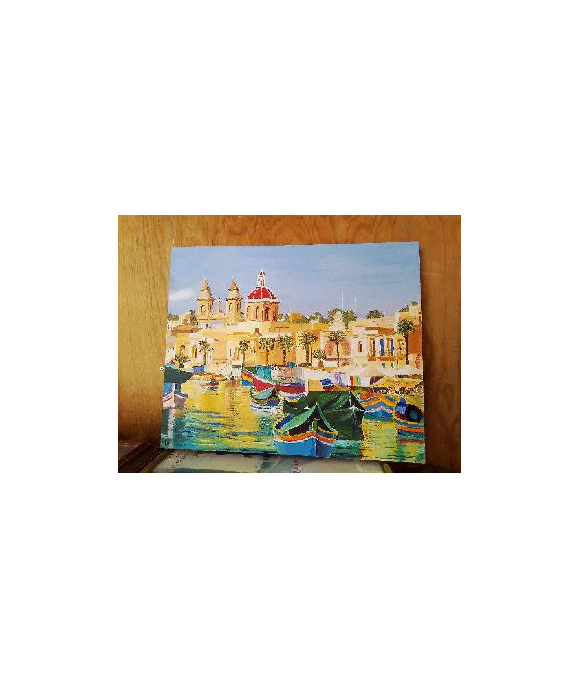  TABLEAU PORT DE MALTE HUILE 