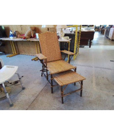 CHAISE LONGUE EN ROTIN ET OSIER VINTAGE