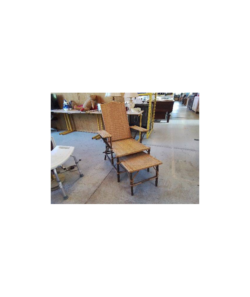 CHAISE LONGUE EN ROTIN ET OSIER VINTAGE