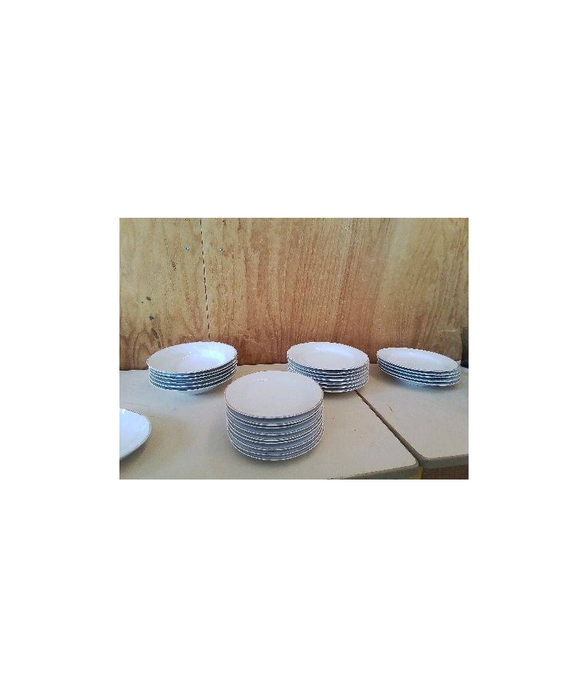 ASSIETTE BLANCHE EN PORCELAINE BORDURE DORÉ 