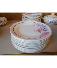 LOT DE 6 ASSIETTES À DESSERT SERGUEMINES AVEC MOTIF ROSES 