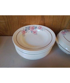 LOT DE 6 ASSIETTES CREUSES SERGUEMINES AVEC MOTIF FLORAL 