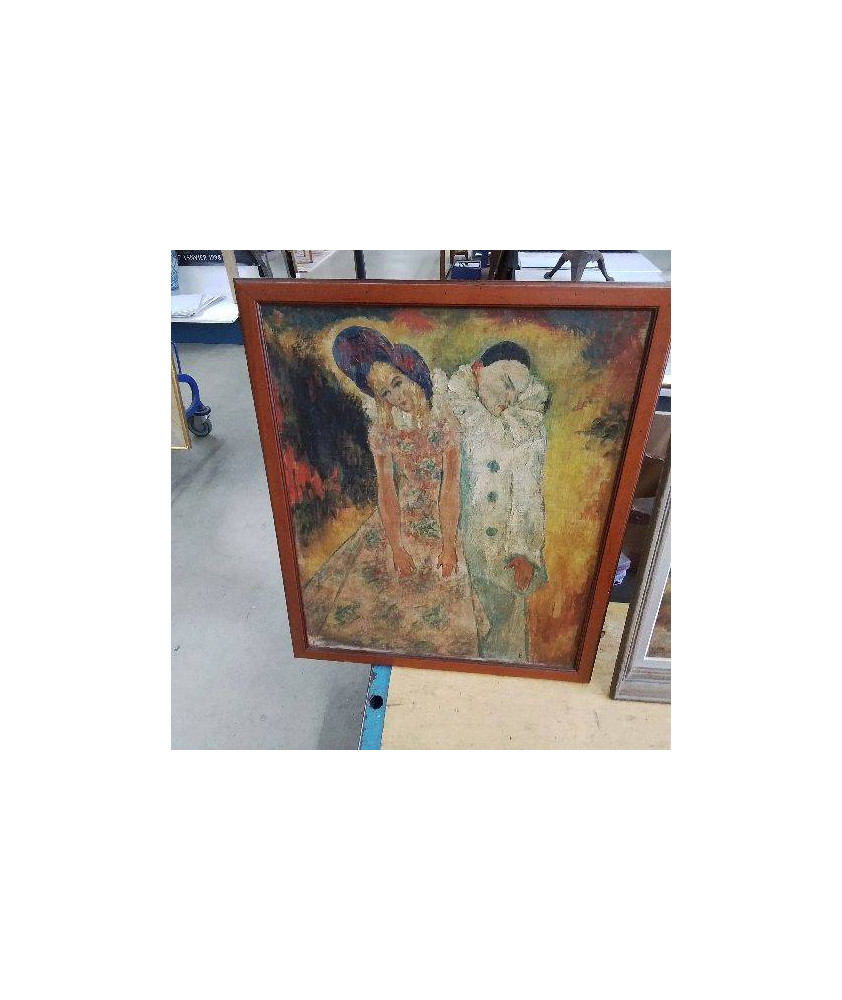 PEINTURE PIERROT ET COLOMBINE