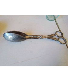 COUVERT A SALADE EN METAL ARGENTÉ 