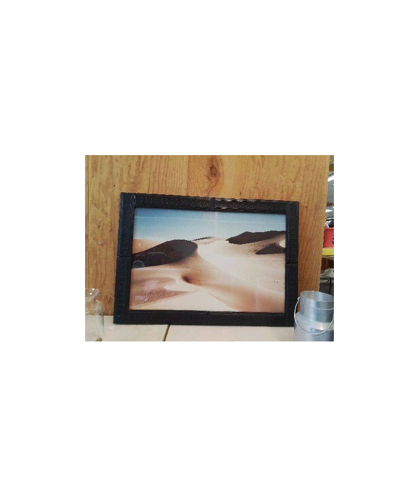 CADRE CUIR NOIR DECORS DESERT 