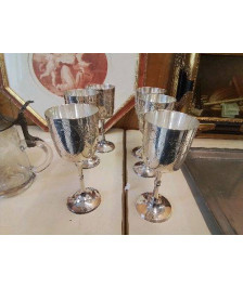 LOT DE 6 VERRES À PIED PLAQUÉ MÉTAL ARGENTÉ