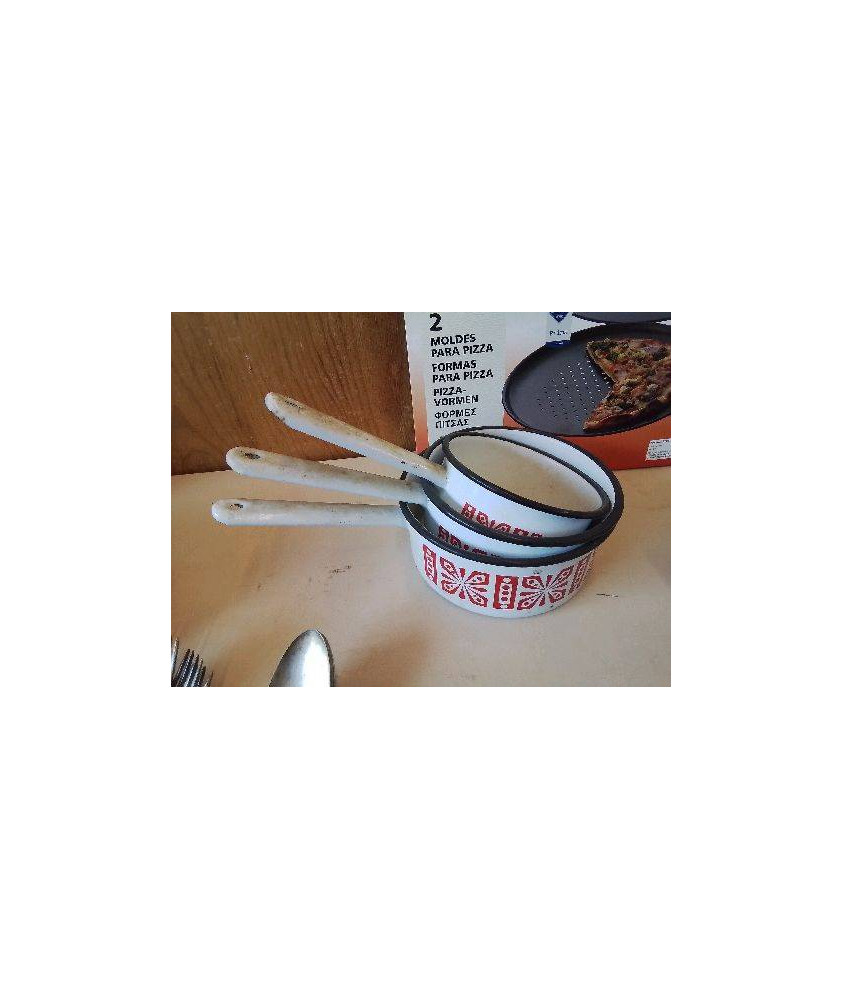 LOT DE 3 CASSEROLE EN METAL ÉMAILLÉE 