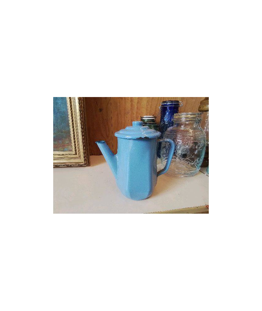 CAFETIÈRE EN TAULE ÉMAILLÉ BLEU 