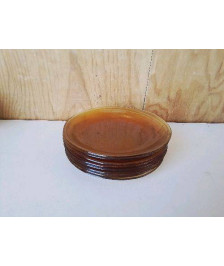 LOT DE 8 ASSIETTE ORANGE EN VERRE 