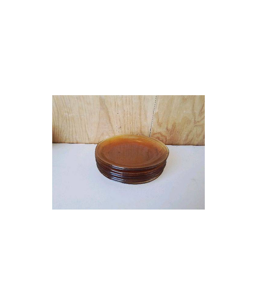 LOT DE 8 ASSIETTE ORANGE EN VERRE 