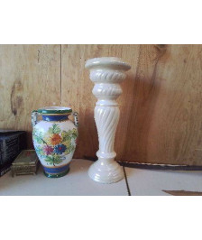 COLONNE SUPPORT CACHE POT BLANC 