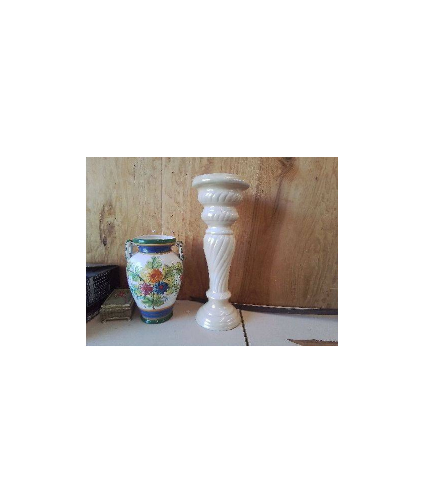 COLONNE SUPPORT CACHE POT BLANC 