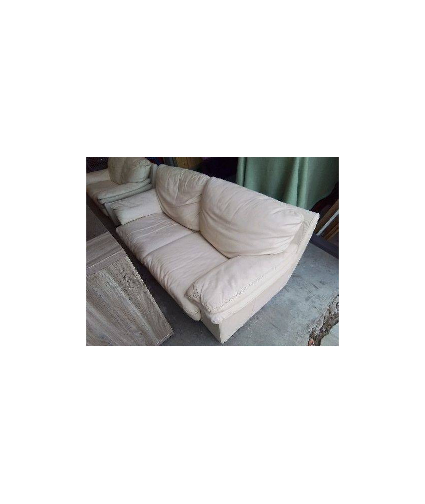 CANAPÉ 2/3 PLACES CUIR BEIGE 