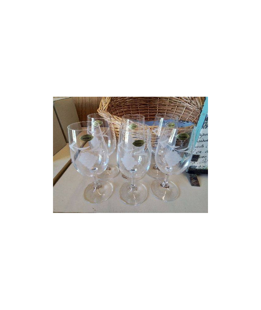 LOT DE 6 VERRE À CHAMPAGNE EN CRISTAL MOTIF RAISINS 