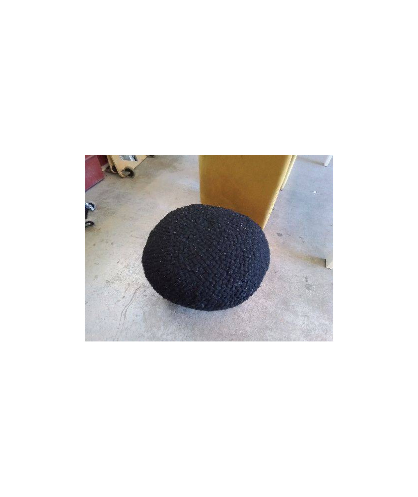 POUF NOIR GALET LAINE 