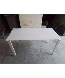 BUREAU BLANC ACIER ET VERRE