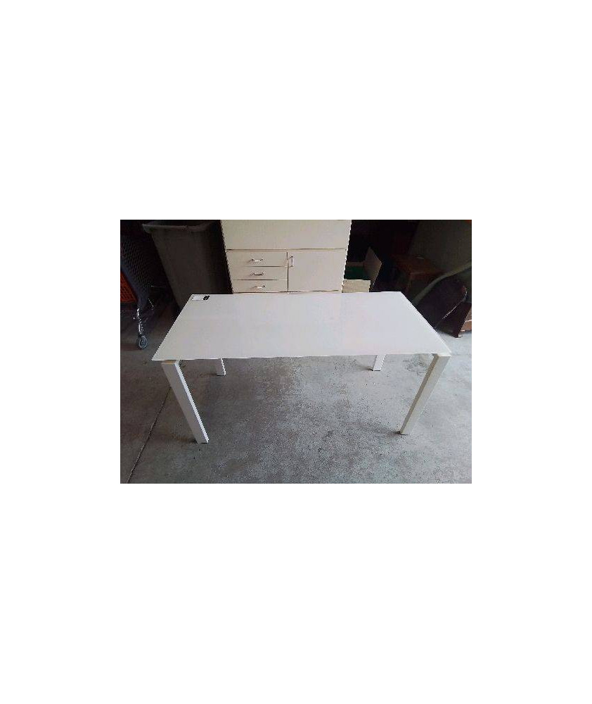 BUREAU BLANC ACIER ET VERRE