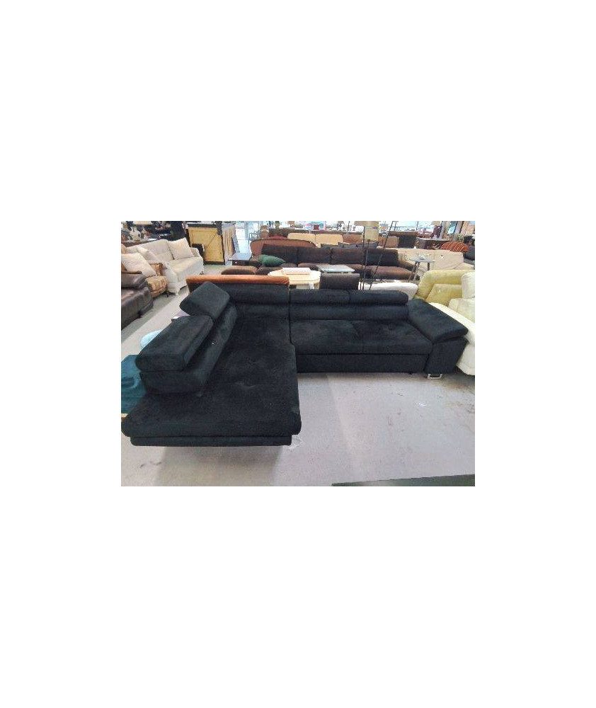CANAPÉ D’ANGLE 5 PLACES NOIRE MICRO FIBRE REF BMDWTRWDCEO-HJ