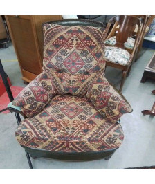 FAUTEUIL ANGLAIS CUIR TISSU