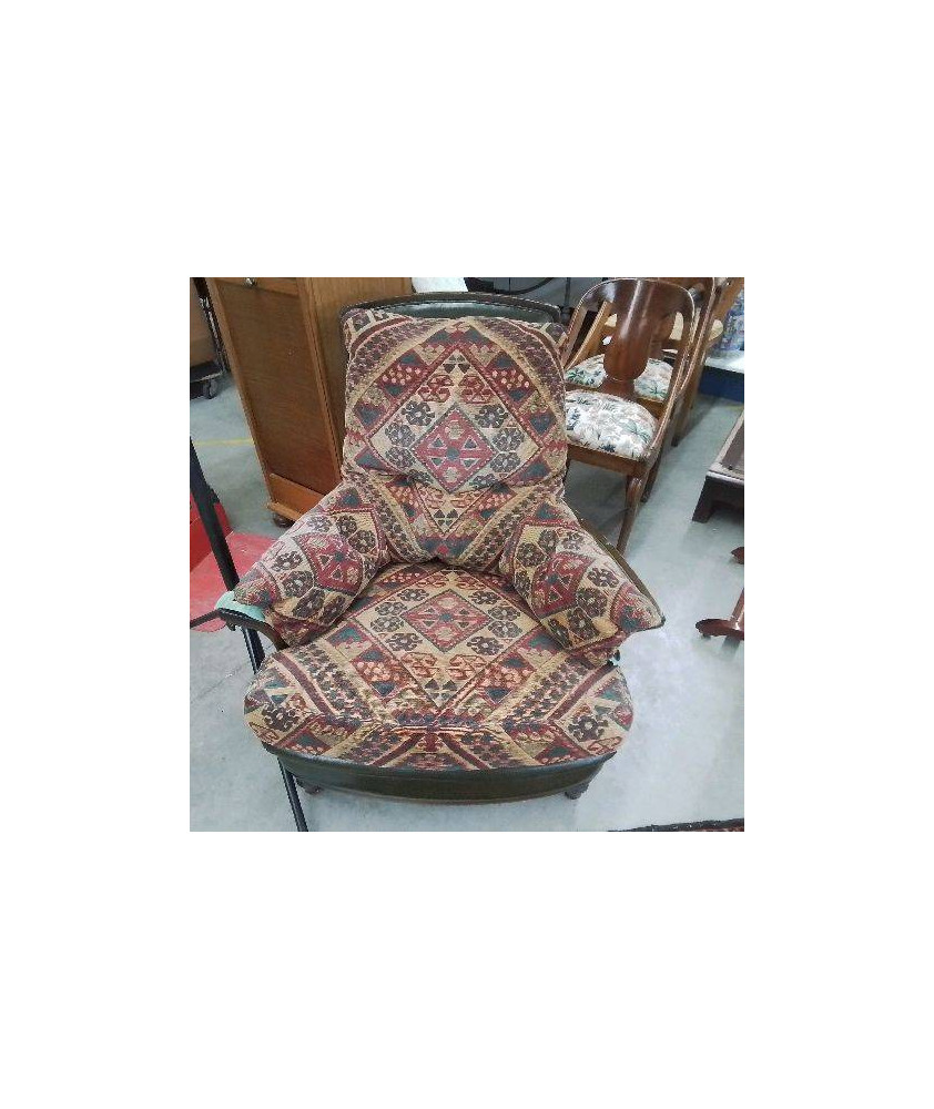 FAUTEUIL ANGLAIS CUIR TISSU