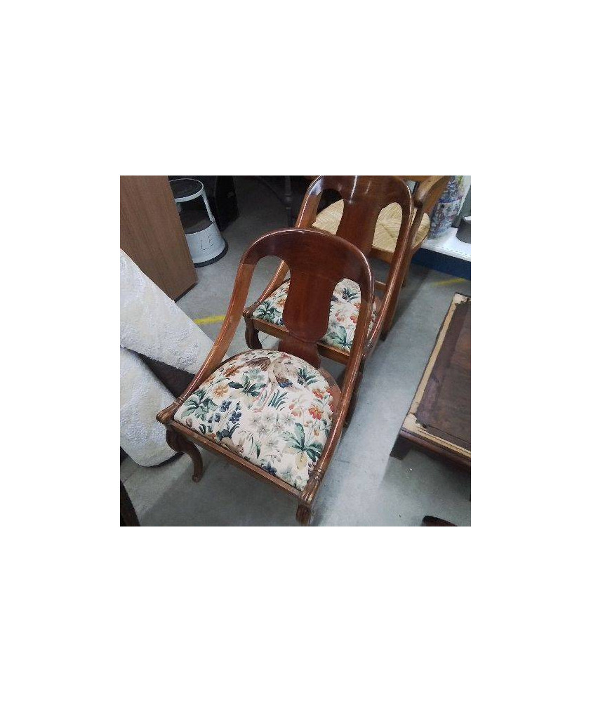PAIRE DE CHAISES GONDOLE ASSISE TISSU OISEAU 