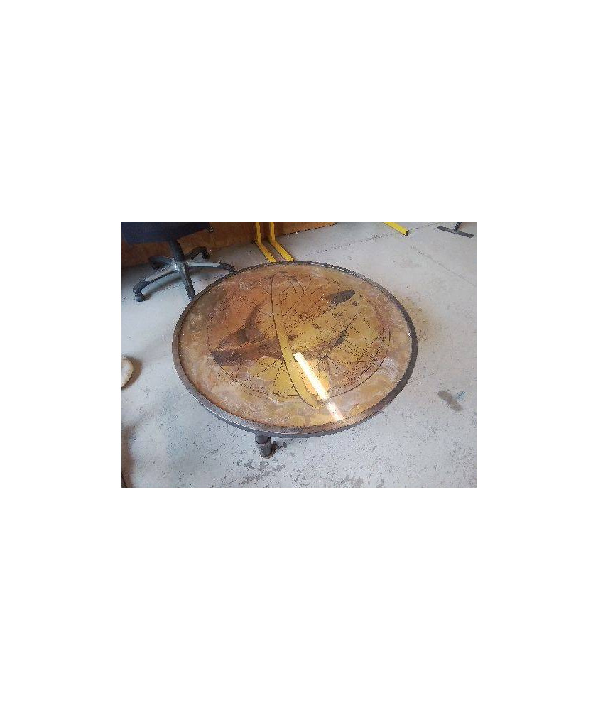 TABLE BASSE RONDE PLATEAU EN VERRE GLOBE