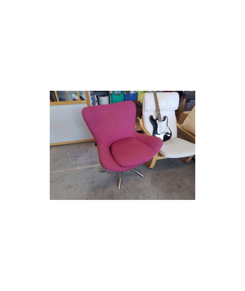 FAUTEUIL TISSU ROSE PIVOTANT 