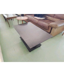 TABLE BASSE PLATEAUX PIVOTANT EN VERRE ET METAL
