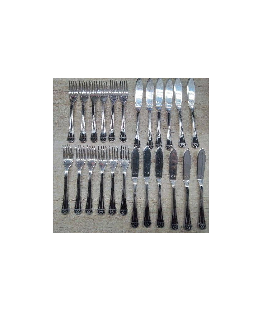 SERVICE A POISSON 24 PIECES CHRISTOFLE MODELE TALISMAN METAL ARGENTÉ LAQUE