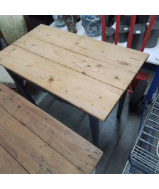 TABLE D’APPOINT PEINTE GRIS ET BOIS