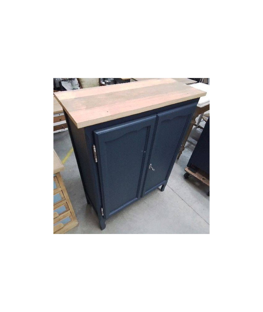 MEUBLE D’APPOINT 2 PORTES PEINT BLEU