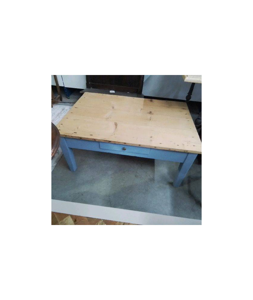 TABLE BASSE GRISE ET BOIS 1 TIROIR