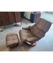 FAUTEUIL STRESSLESS TISSUS MARRON